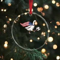 USA Soccer Goose Crystal Glass Ornament American Flag Patriotic Football Fan Graphic