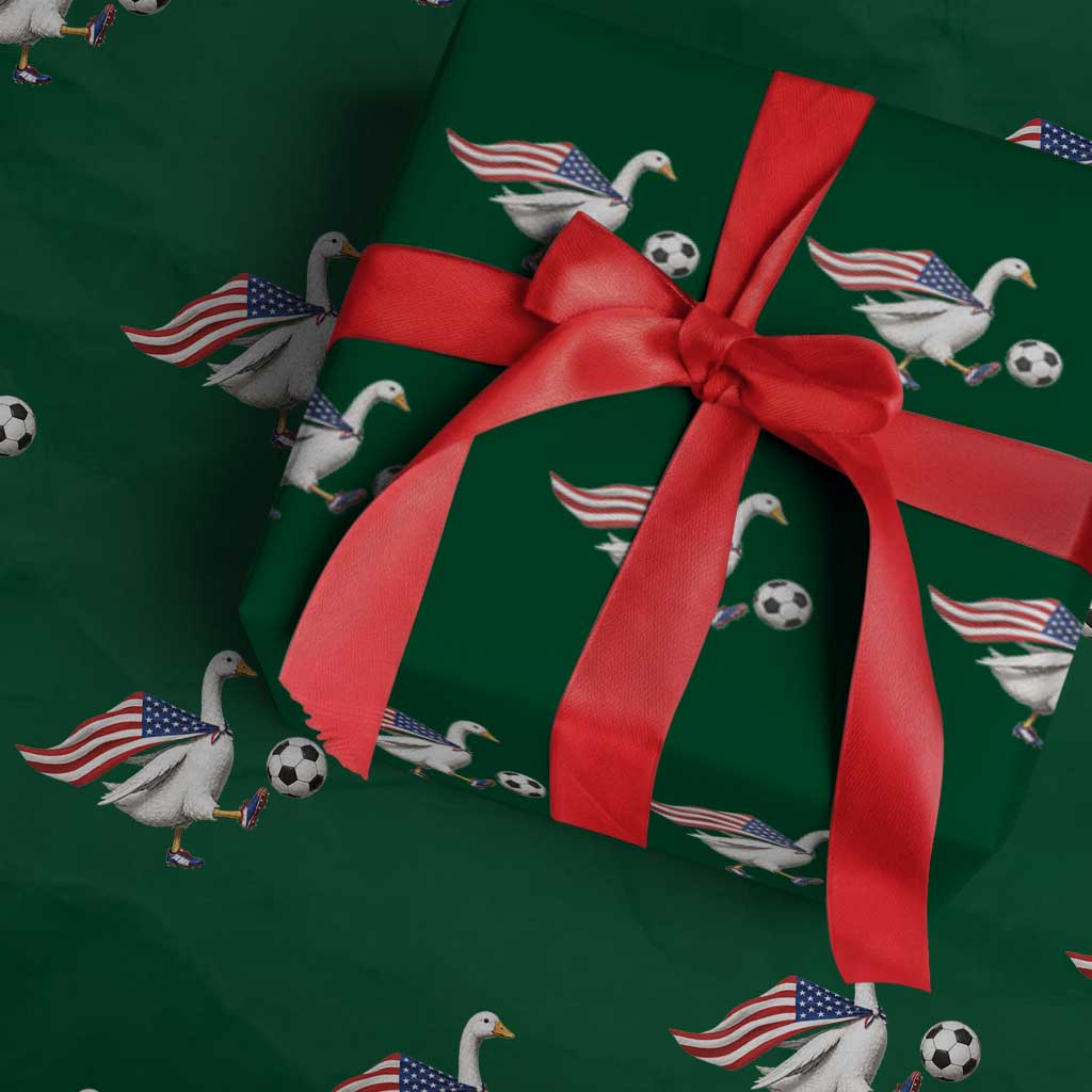 USA Soccer Goose Wrapping Paper Roll American Flag Patriotic Football Fan Graphic