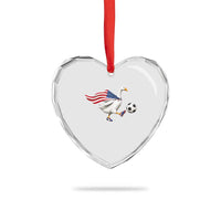 USA Soccer Goose Heart Crystal Glass Ornament American Flag Patriotic Football Fan Graphic