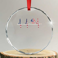 USA Soccer Heartbeat Crystal Glass Ornament American Flag Football Pulse