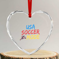 USA Soccer Mode Heart Crystal Glass Ornament United States Team Pride