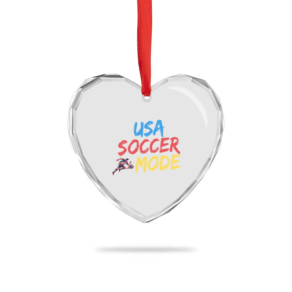 USA Soccer Mode Heart Crystal Glass Ornament United States Team Pride