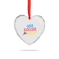 USA Soccer Mode Heart Crystal Glass Ornament United States Team Pride