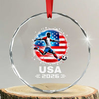 USA Soccer Patriotic Player 2026 Graphic Crystal Glass Ornament United States Football Fan Spirit