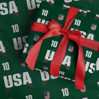 USA Soccer Sports Graphic Number 10 Jersey Style Wrapping Paper Roll Proud Fans Game Day Pride