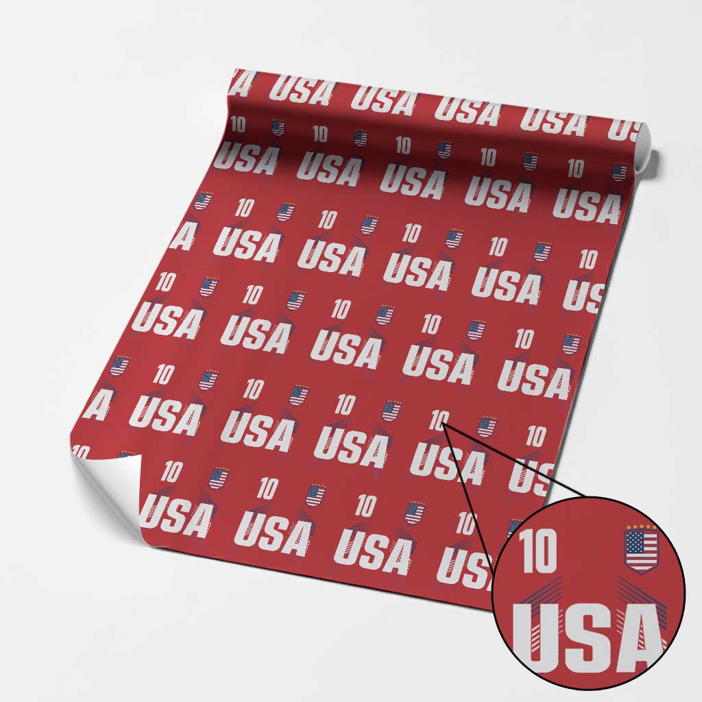 USA Soccer Sports Graphic Number 10 Jersey Style Wrapping Paper Roll Proud Fans Game Day Pride