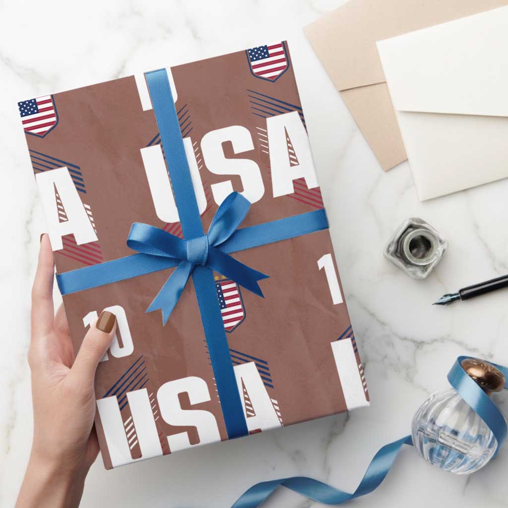 USA Soccer Sports Graphic Number 10 Jersey Style Wrapping Paper Roll Proud Fans Game Day Pride