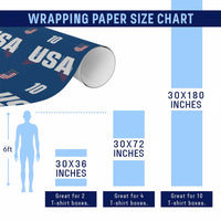 USA Soccer Sports Graphic Number 10 Jersey Style Wrapping Paper Roll Proud Fans Game Day Pride