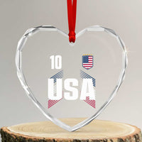 USA Soccer Sports Graphic Number 10 Jersey Style Heart Crystal Glass Ornament Proud Fans Game Day Pride