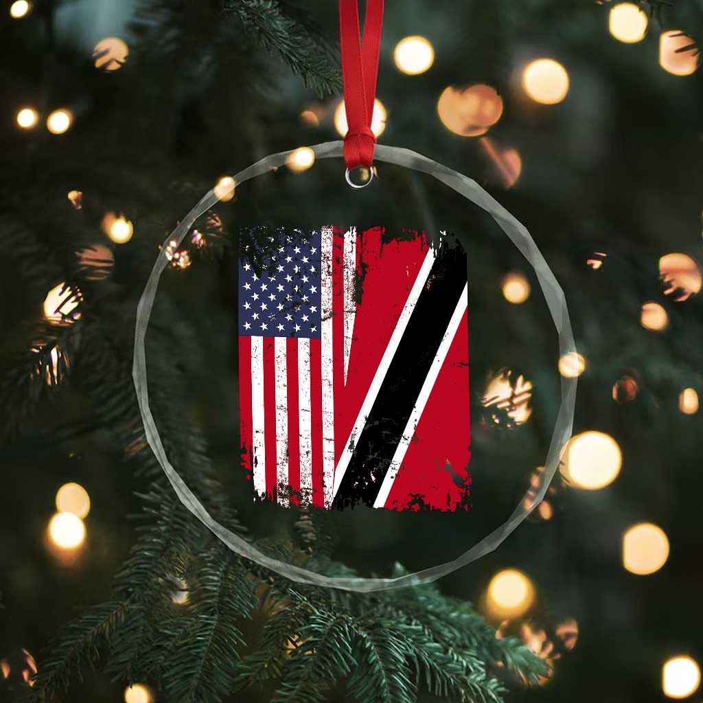 USA Trinidad and Tobago Crystal Glass Ornament Retro Vintage American Trini Pride Flag