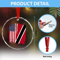 USA Trinidad and Tobago Crystal Glass Ornament Retro Vintage American Trini Pride Flag