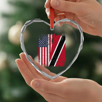 USA Trinidad and Tobago Heart Crystal Glass Ornament Retro Vintage American Trini Pride Flag