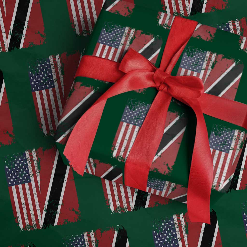 USA Trinidad and Tobago Wrapping Paper Roll Retro Vintage American Trini Pride Flag