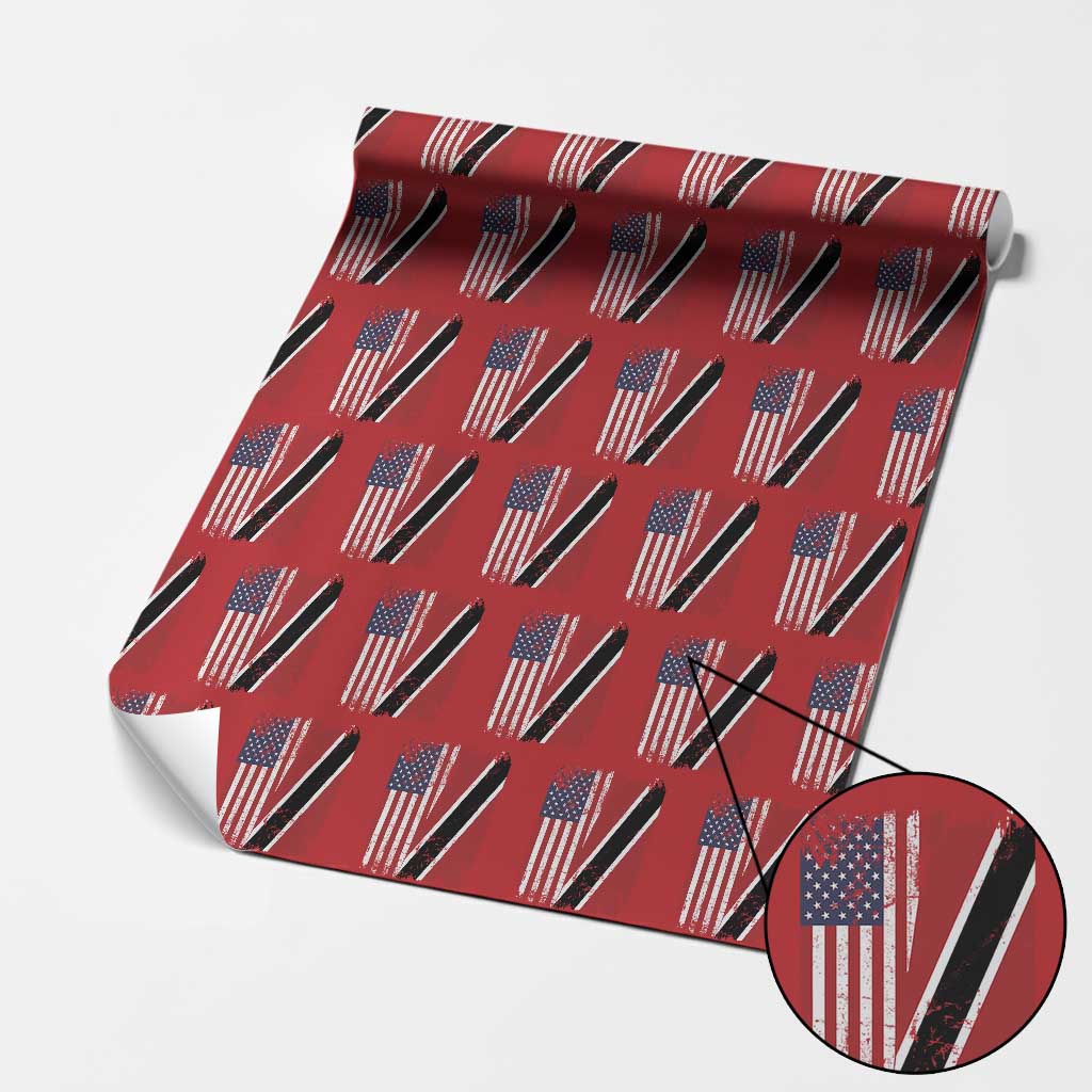 USA Trinidad and Tobago Wrapping Paper Roll Retro Vintage American Trini Pride Flag