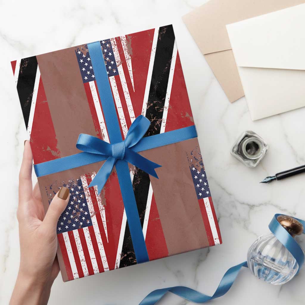 USA Trinidad and Tobago Wrapping Paper Roll Retro Vintage American Trini Pride Flag