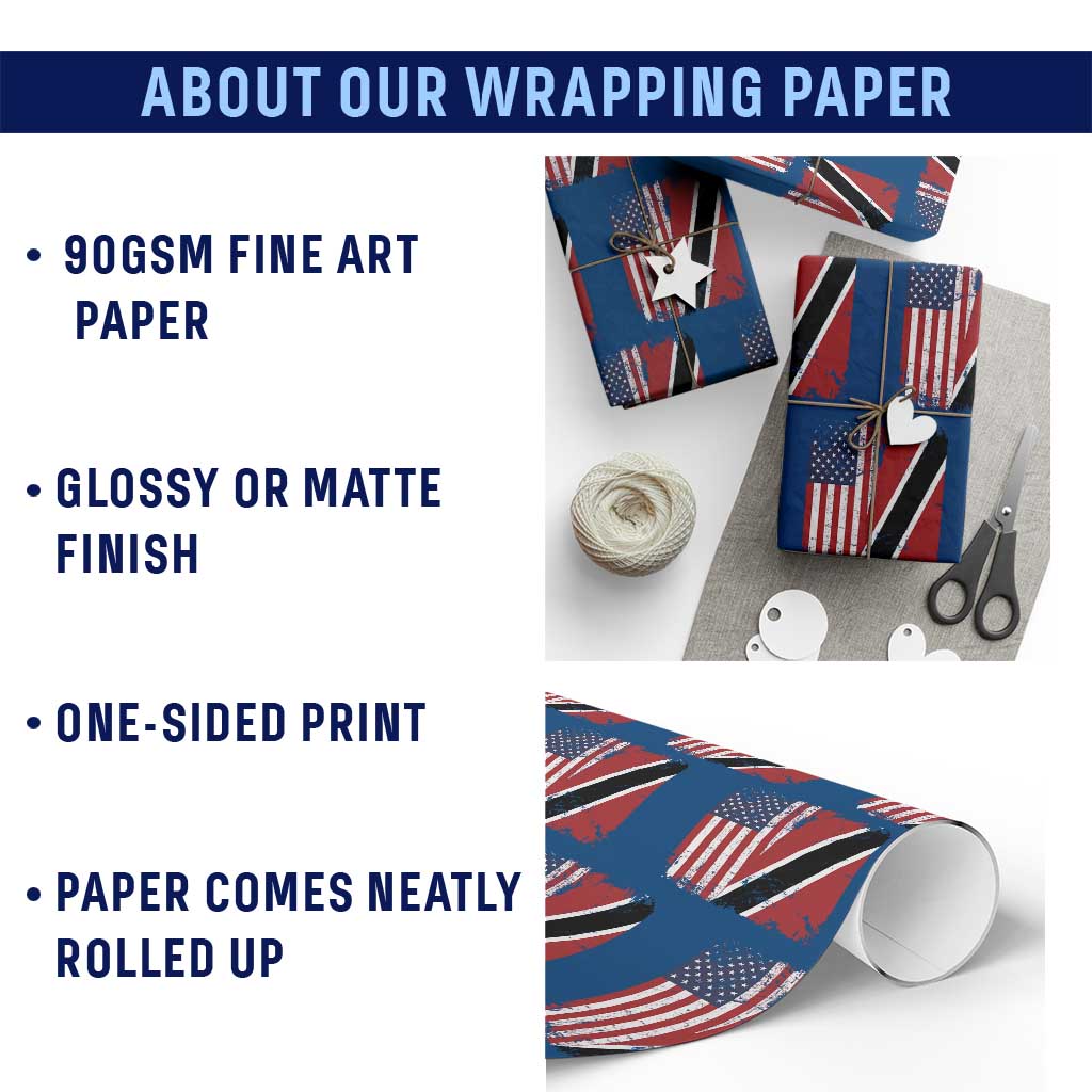 USA Trinidad and Tobago Wrapping Paper Roll Retro Vintage American Trini Pride Flag