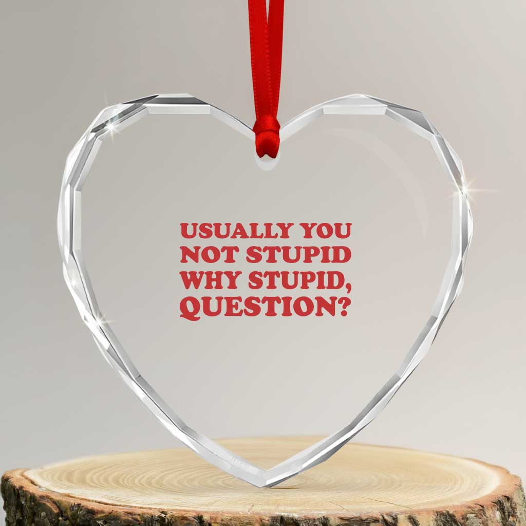 Usually You Not Stupid Why Stupid Question Heart Crystal Glass Ornament Funny Space Quote Sci Fi Book