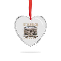 Utah Beach D Day Heart Crystal Glass Ornament 82nd Anniversary Honor History Normandy WWII