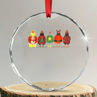 Сute Christmas Chickens Crystal Glass Ornament Funny Xmas Chickens Farm Animals Lover Gift - Wonder Print Shop