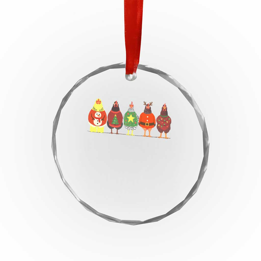 Сute Christmas Chickens Crystal Glass Ornament Funny Xmas Chickens Farm Animals Lover Gift - Wonder Print Shop