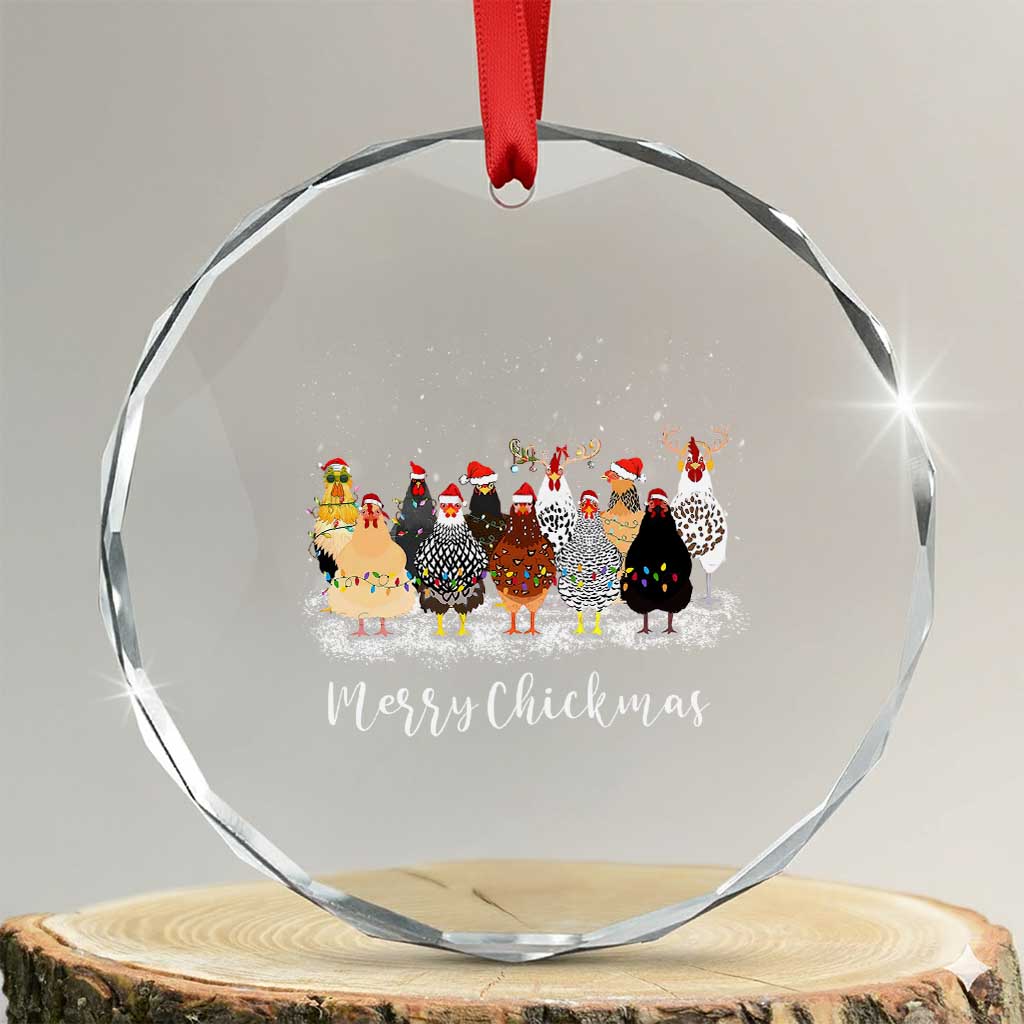 Сute Xmas Chickens Crystal Glass Ornament Farm Animals TS10