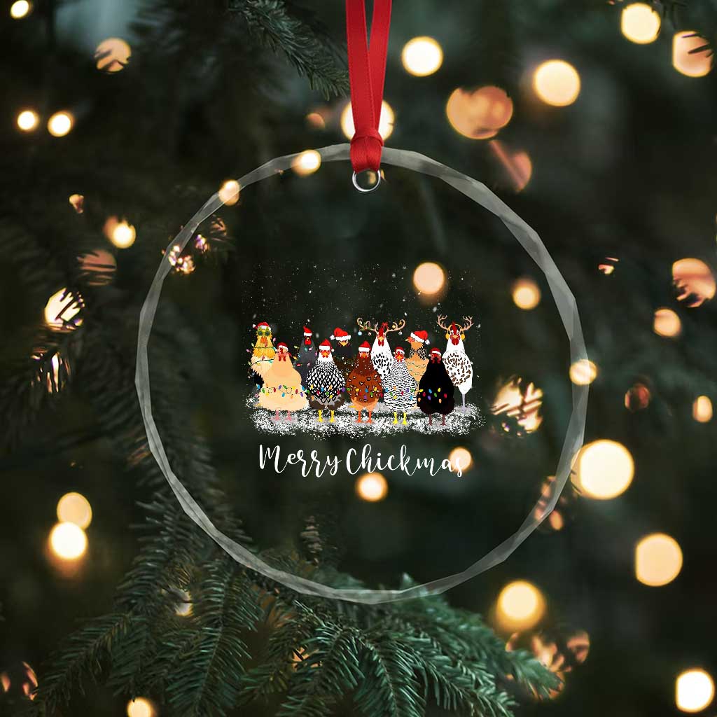 Сute Xmas Chickens Crystal Glass Ornament Farm Animals TS10