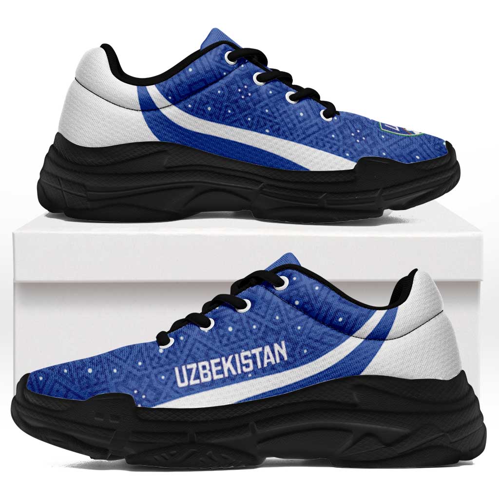 Uzbekistan 2026 Football Chunky Sneakers Go White Wolves Curve Stylized - Wonder Print Shop