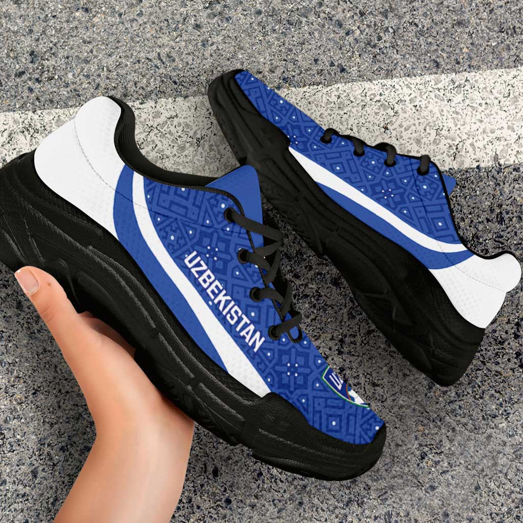 Uzbekistan 2026 Football Chunky Sneakers Go White Wolves Curve Stylized - Wonder Print Shop