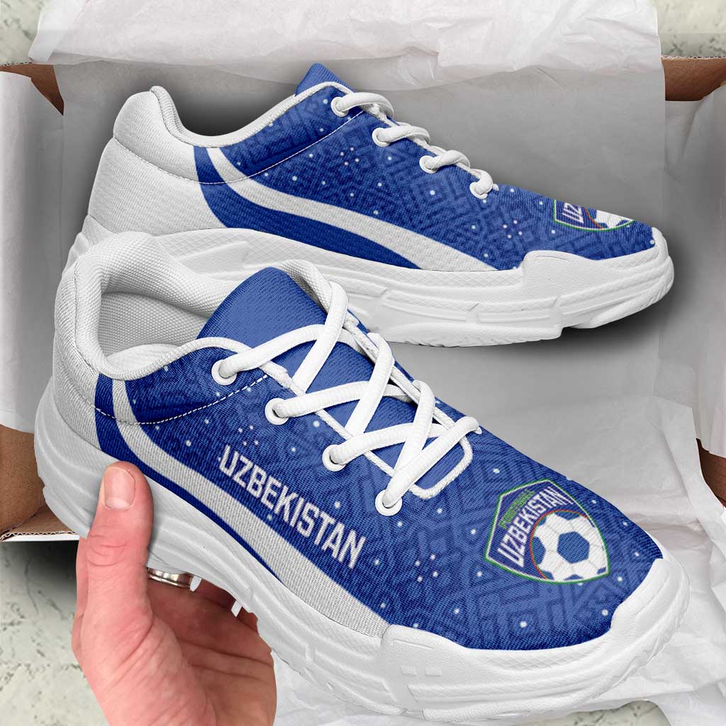 Uzbekistan 2026 Football Chunky Sneakers Go White Wolves Curve Stylized - Wonder Print Shop