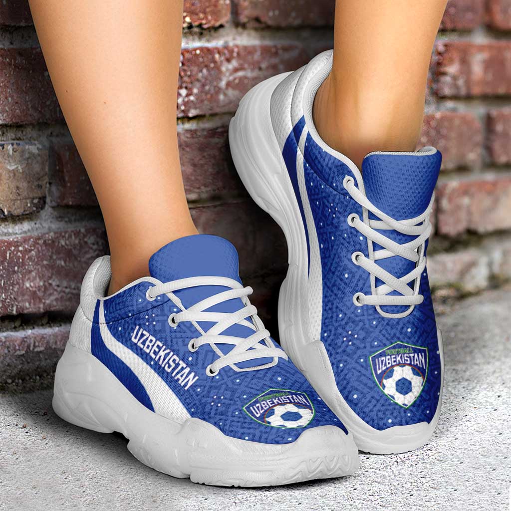 Uzbekistan 2026 Football Chunky Sneakers Go White Wolves Curve Stylized - Wonder Print Shop