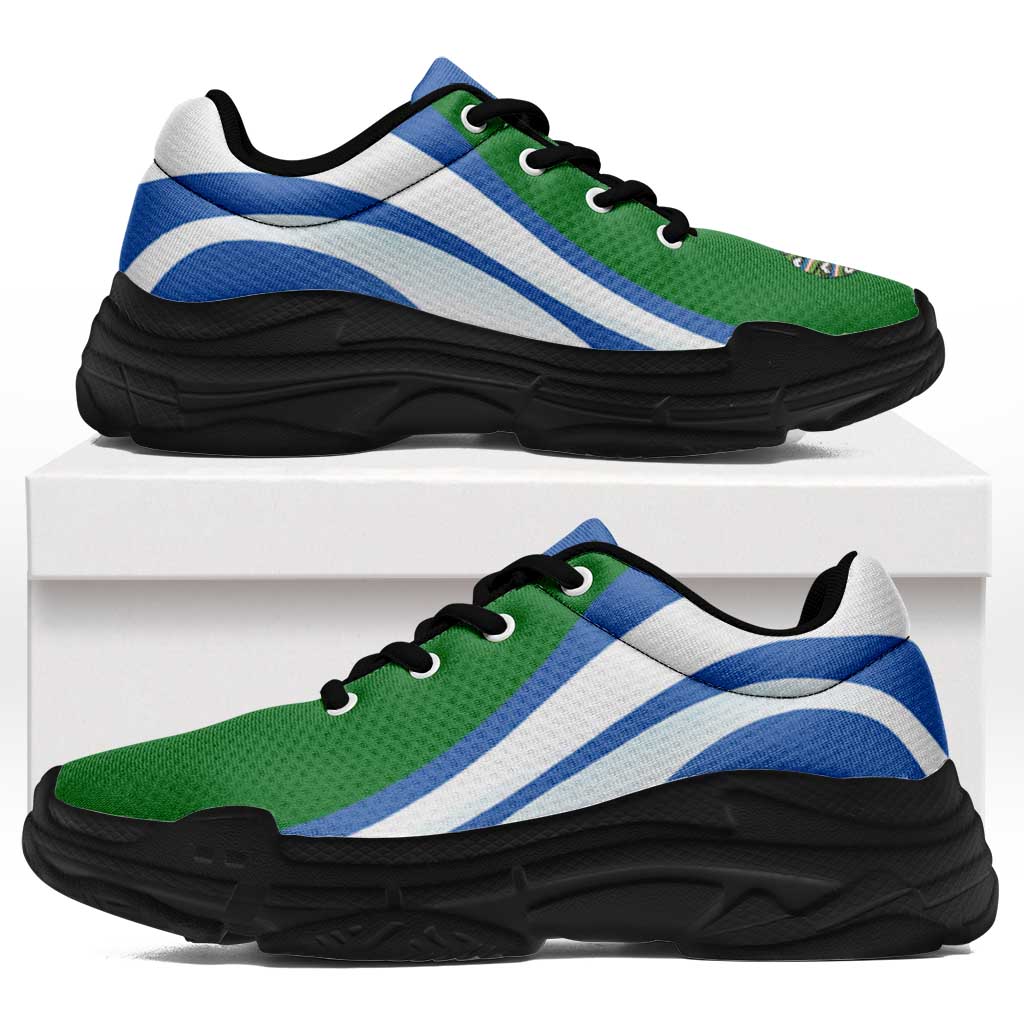Uzbekistan Football Chunky Sneakers Flag-Inspired Curve Style