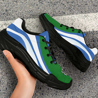 Uzbekistan Football Chunky Sneakers Flag-Inspired Curve Style