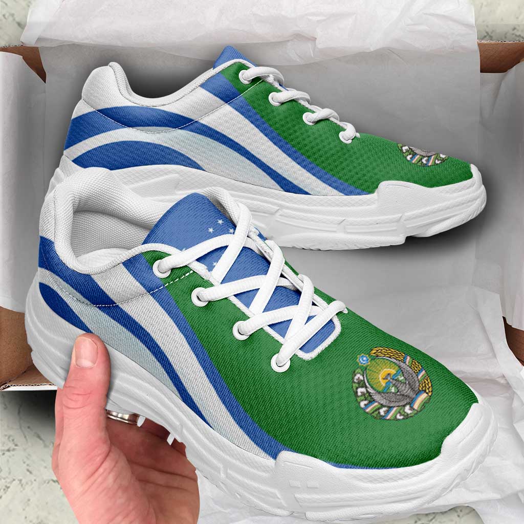 Uzbekistan Football Chunky Sneakers Flag-Inspired Curve Style