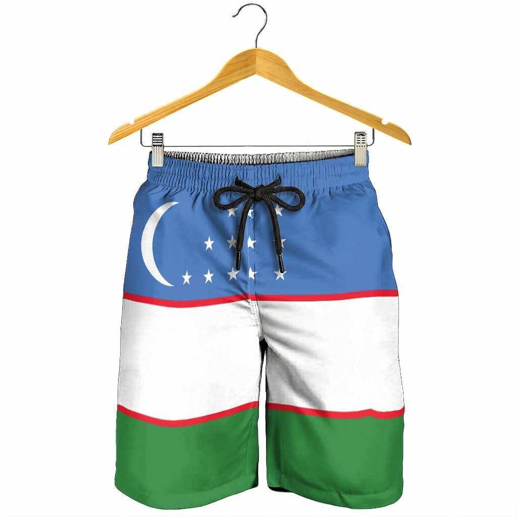 Uzbekistan Shorts for Men National Flag Colors - Wonder Print Shop