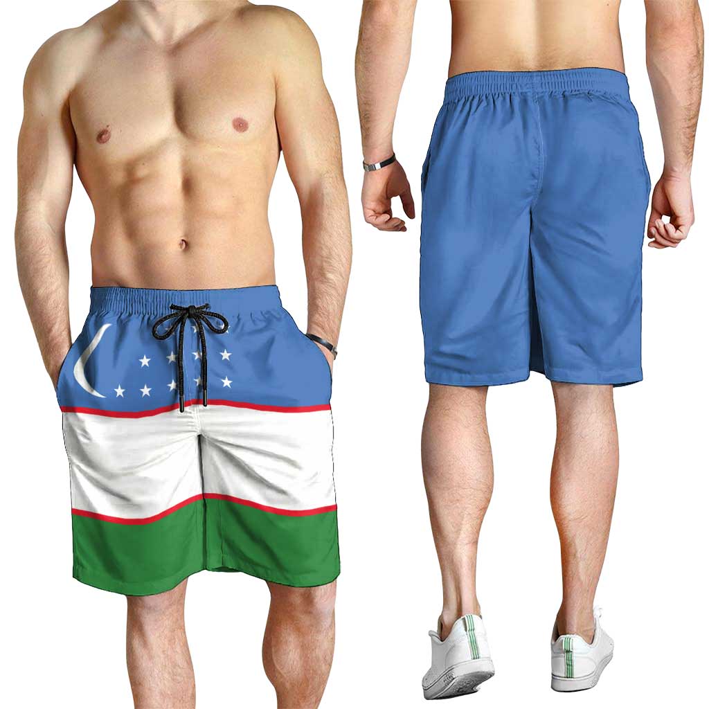 Uzbekistan Shorts for Men National Flag Colors - Wonder Print Shop