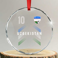 Uzbekistan Soccer Sports Graphic Number 10 Jersey Style Crystal Glass Ornament Proud Uzbek Football Fans Game Day Pride