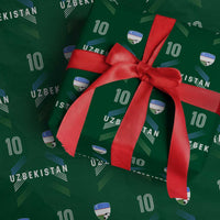 Uzbekistan Soccer Sports Graphic Number 10 Jersey Style Wrapping Paper Roll Proud Uzbek Football Fans Game Day Pride
