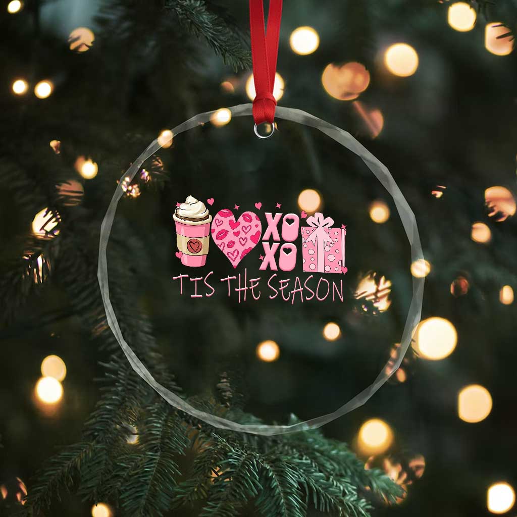 Valentine Coffee Crystal Glass Ornament Love Heart XOXO Cute Graphic Valentines Day