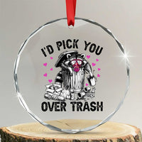Valentine Racoon Trash Panda Crystal Glass Ornament I Would Pick You Over Trash