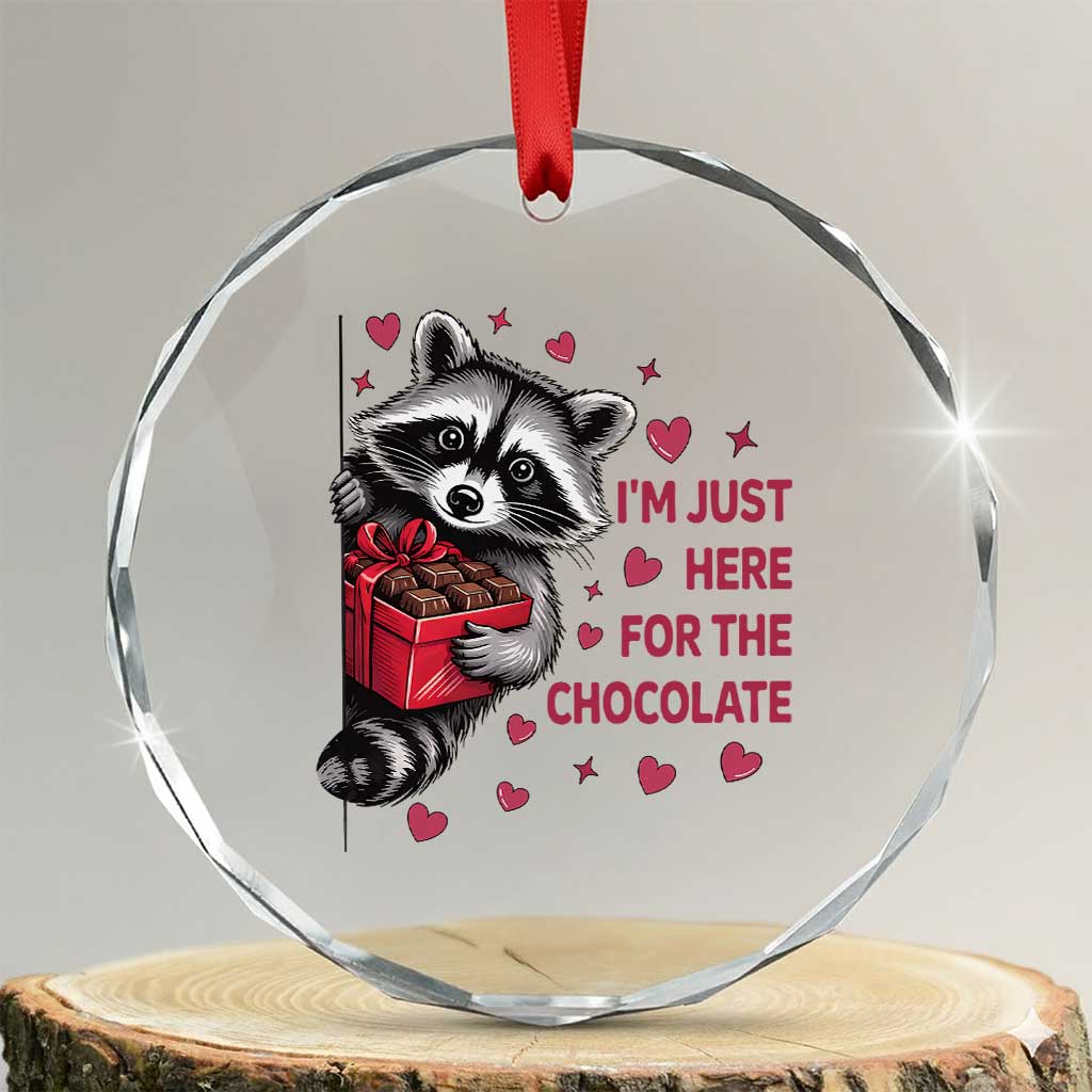 Valentine Racoon Trash Panda Crystal Glass Ornament I'm Just Here For The Chocolate