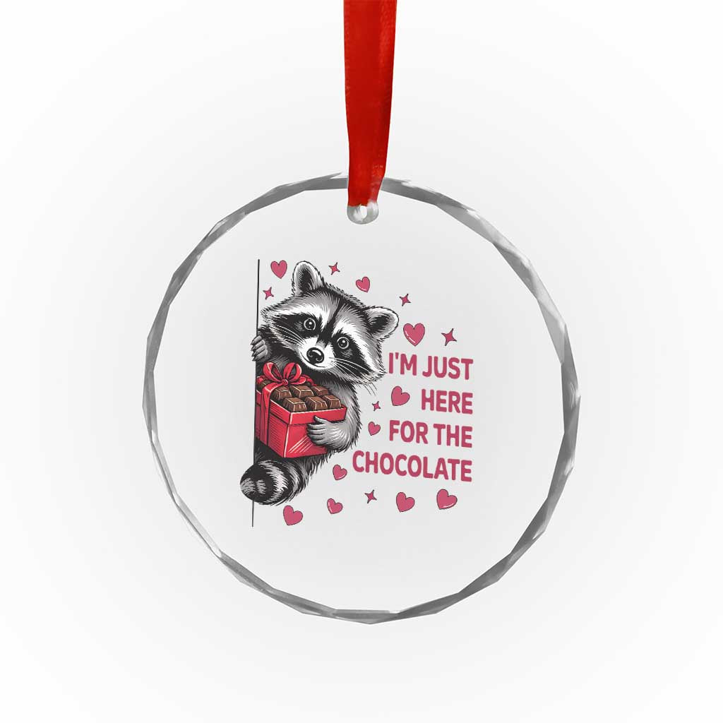 Valentine Racoon Trash Panda Crystal Glass Ornament I'm Just Here For The Chocolate