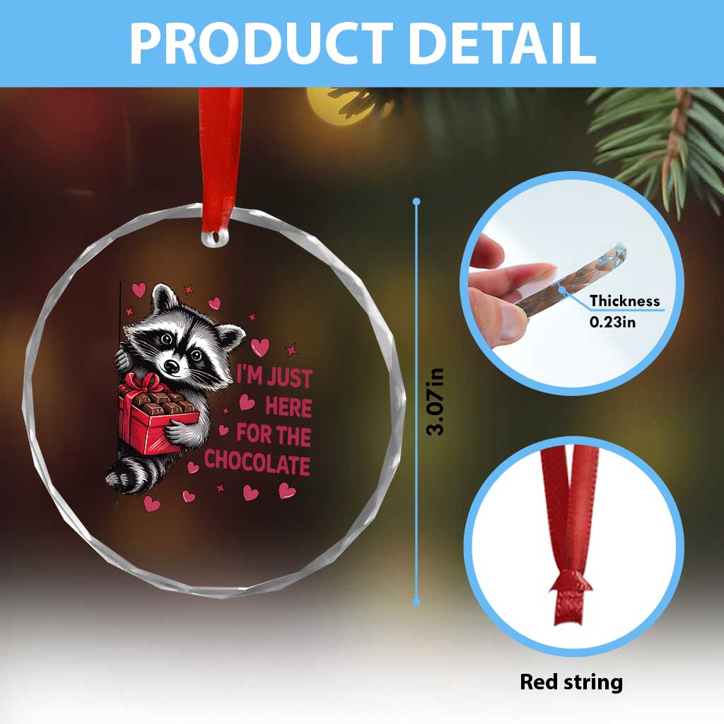 Valentine Racoon Trash Panda Crystal Glass Ornament I'm Just Here For The Chocolate