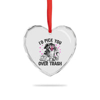 Valentine Racoon Trash Panda Heart Crystal Glass Ornament I Would Pick You Over Trash