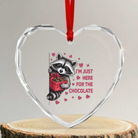 Valentine Racoon Trash Panda Heart Crystal Glass Ornament I'm Just Here For The Chocolate