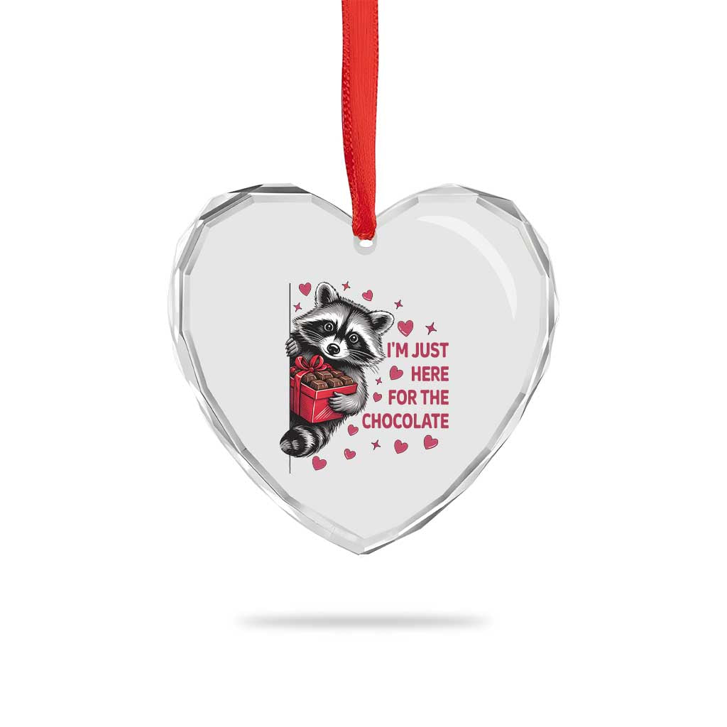 Valentine Racoon Trash Panda Heart Crystal Glass Ornament I'm Just Here For The Chocolate