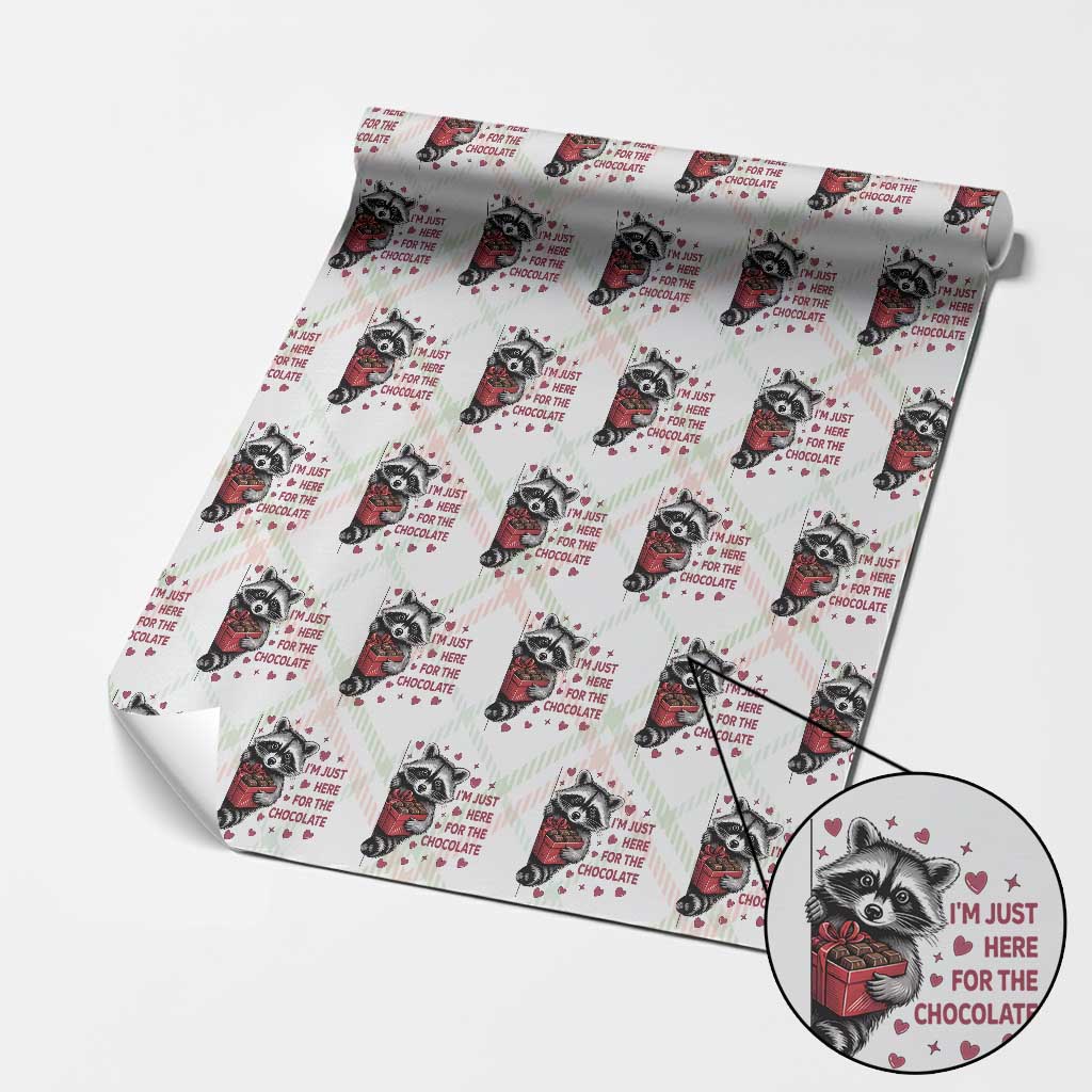 Valentine Racoon Trash Panda Wrapping Paper Roll I'm Just Here For The Chocolate