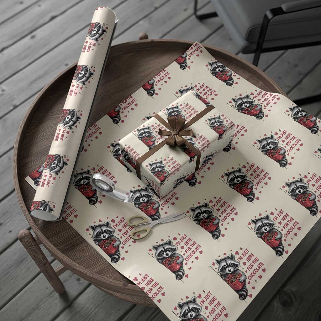 Valentine Racoon Trash Panda Wrapping Paper Roll I'm Just Here For The Chocolate