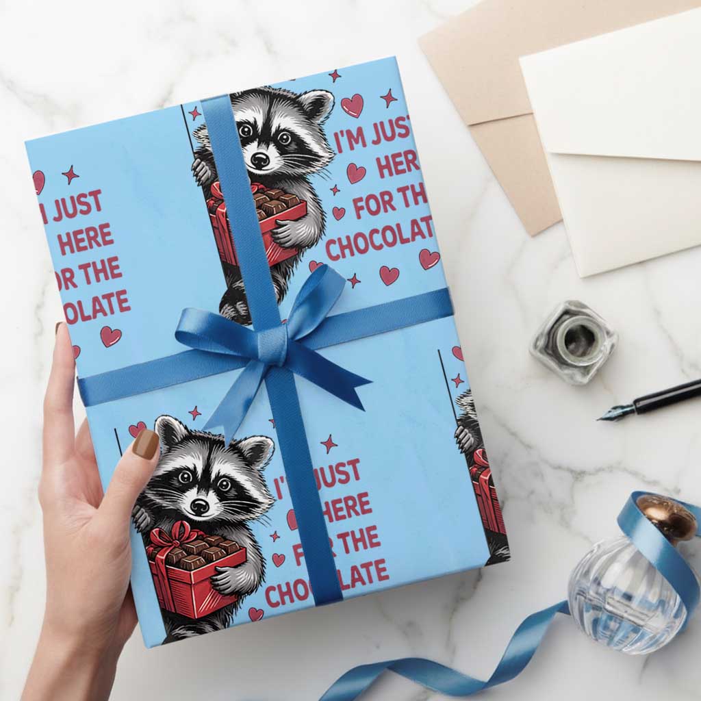 Valentine Racoon Trash Panda Wrapping Paper Roll I'm Just Here For The Chocolate