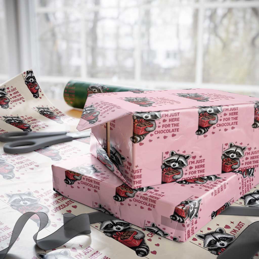 Valentine Racoon Trash Panda Wrapping Paper Roll I'm Just Here For The Chocolate