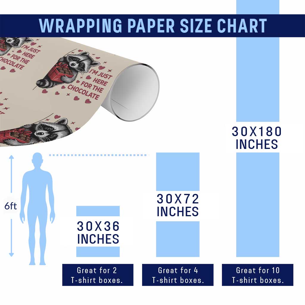 Valentine Racoon Trash Panda Wrapping Paper Roll I'm Just Here For The Chocolate